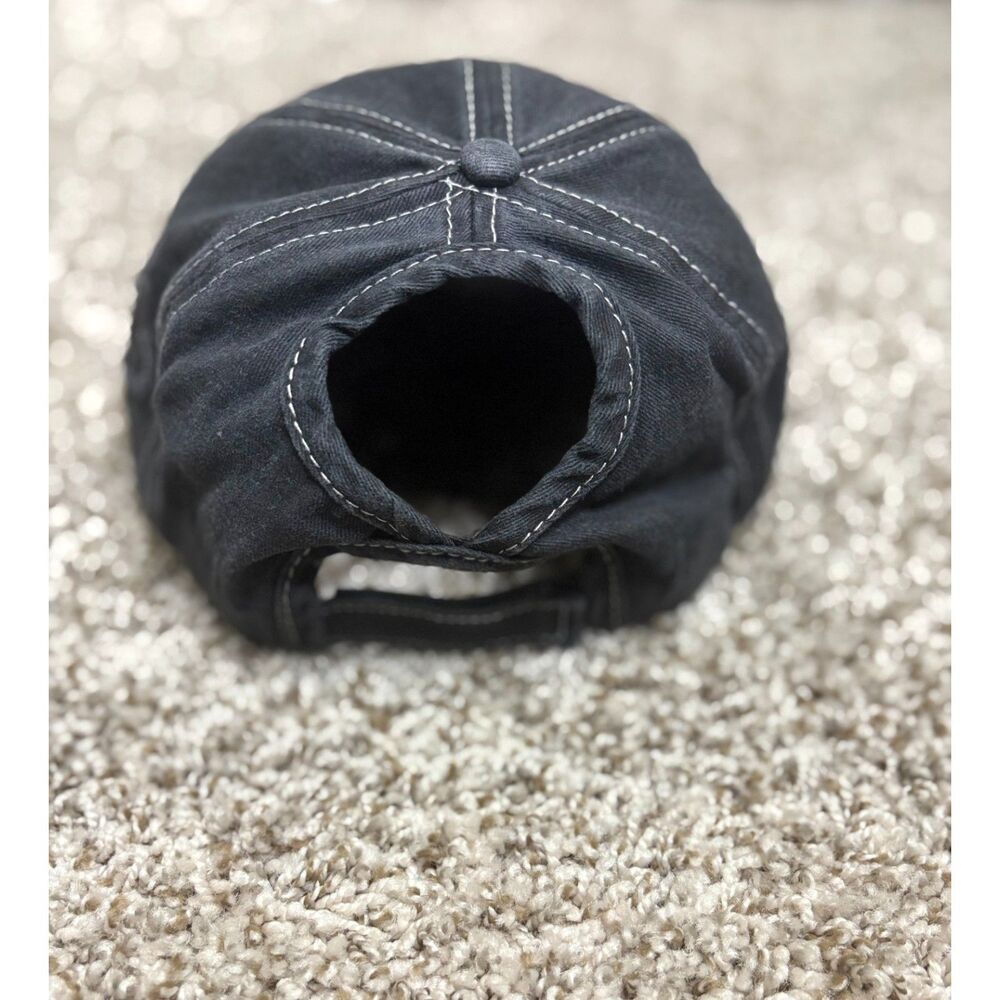 Charcoal Black Distressed Star Baseball Cap - Picture 6 of 7
